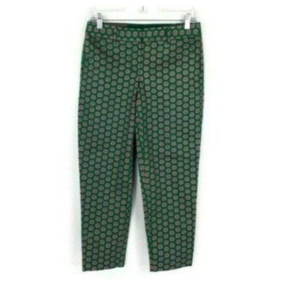 J. Crew Factory Green Pink Medallion Print City Fit Skimmer Pants Womens 0 - Picture 3 of 13
